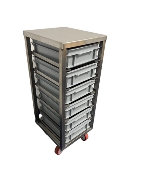 RVS zadenwagen met 6 bakjes 400x300x120mm - Afbeelding 3