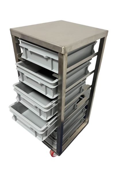 RVS zadenwagen met 6 bakjes 400x300x120mm - Afbeelding 2