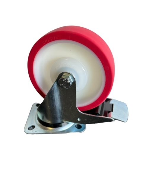 Adripeen wiel rond 125mm met gaffel en rem