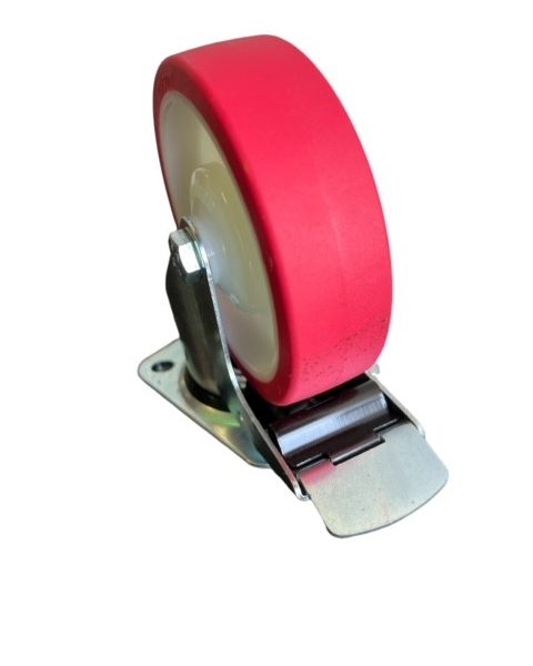 Adripeen wiel rond 125mm met gaffel en rem - Afbeelding 2