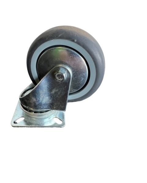 Rubber wiel rond 75mm met gaffel