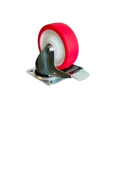 Adripeen wiel rond 100mm met gaffel en rem - Afbeelding 2