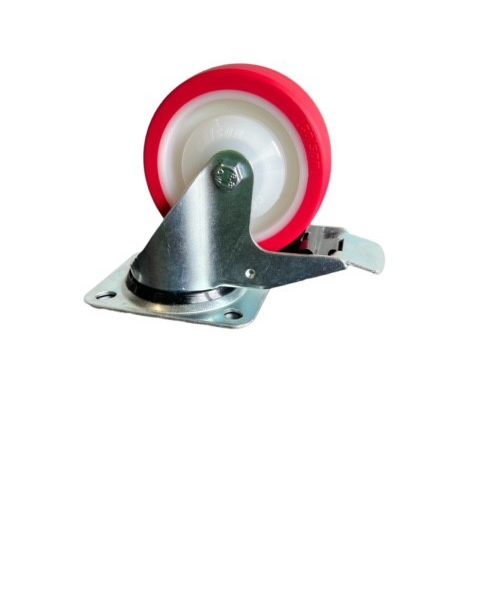 Adripeen wiel rond 100mm met gaffel en rem